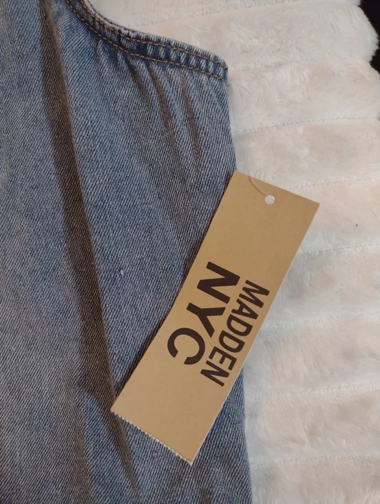 New Madden NYC Denim Vest Women XXXL Cropped Faux Sherpa Trim Front Pockets NWT - Picture 4 of 11